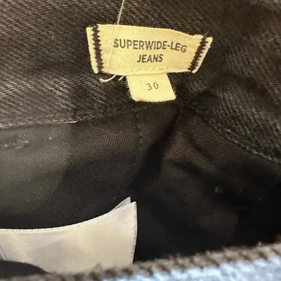 Madewell Black Super Wide Leg Jeans SIZE 30 Long Trouser Work Casual Denim $148 - Picture 10 of 10